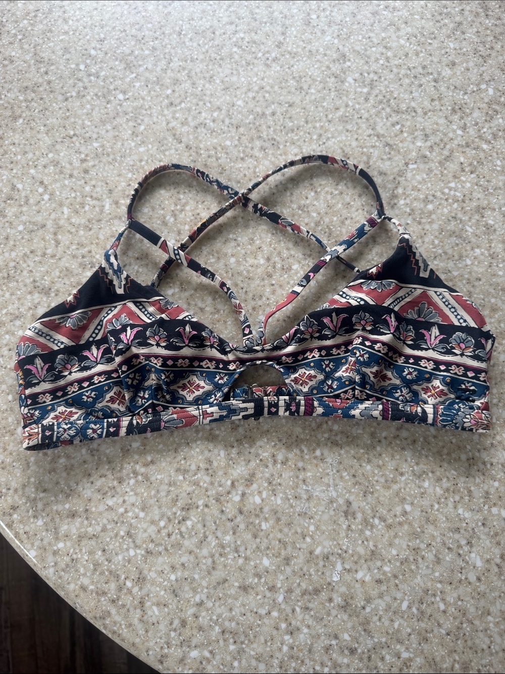 Billabong Boho Printed Strappy Bralette in Navy, Rust & Cream
